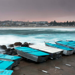 A picture of boats in North Bondi during a storm